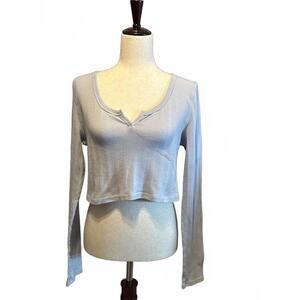 Aero Shrunken Tee Collection Women's Ribbed Top XL Blue